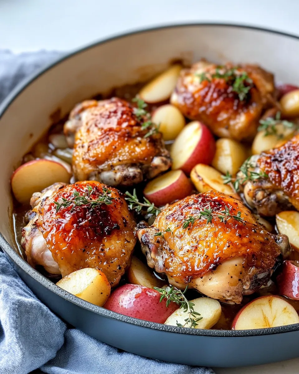 Delicious Cider-Braised Chicken with Apples & Onions plate image