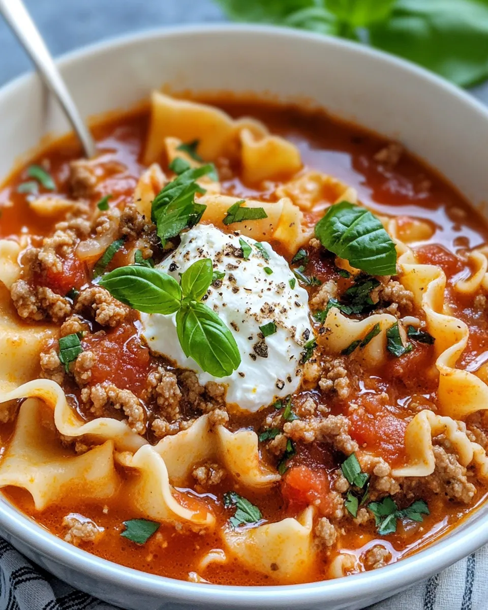 Classic Cozy Lasagna Soup with Ricotta Dollops recipe photo