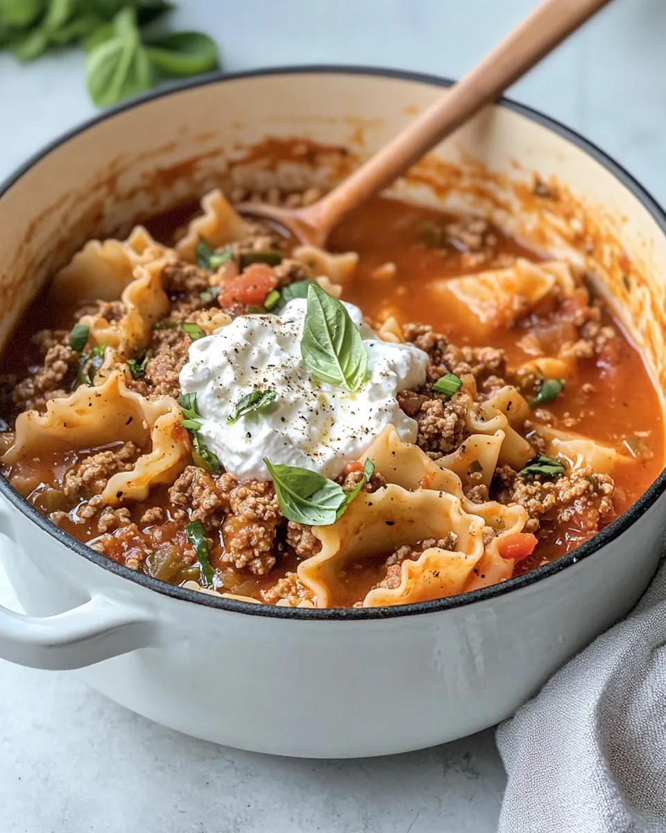 Easy Cozy Lasagna Soup with Ricotta Dollops dish photo