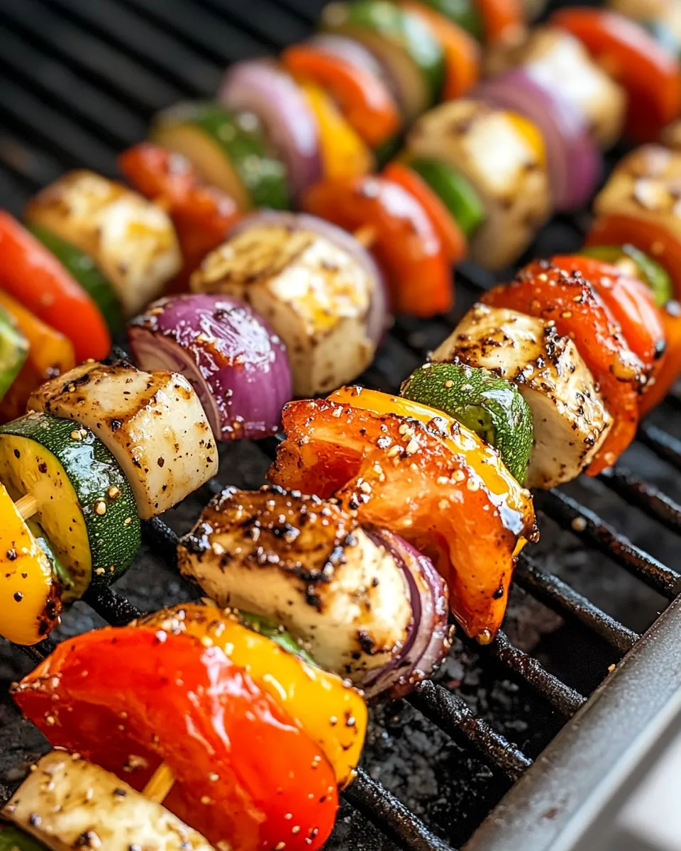 Easy Cranberry Balsamic Glazed Veggie Skewers food shot