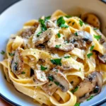 Homemade Creamy Garlic Mushroom Tagliatelle photo