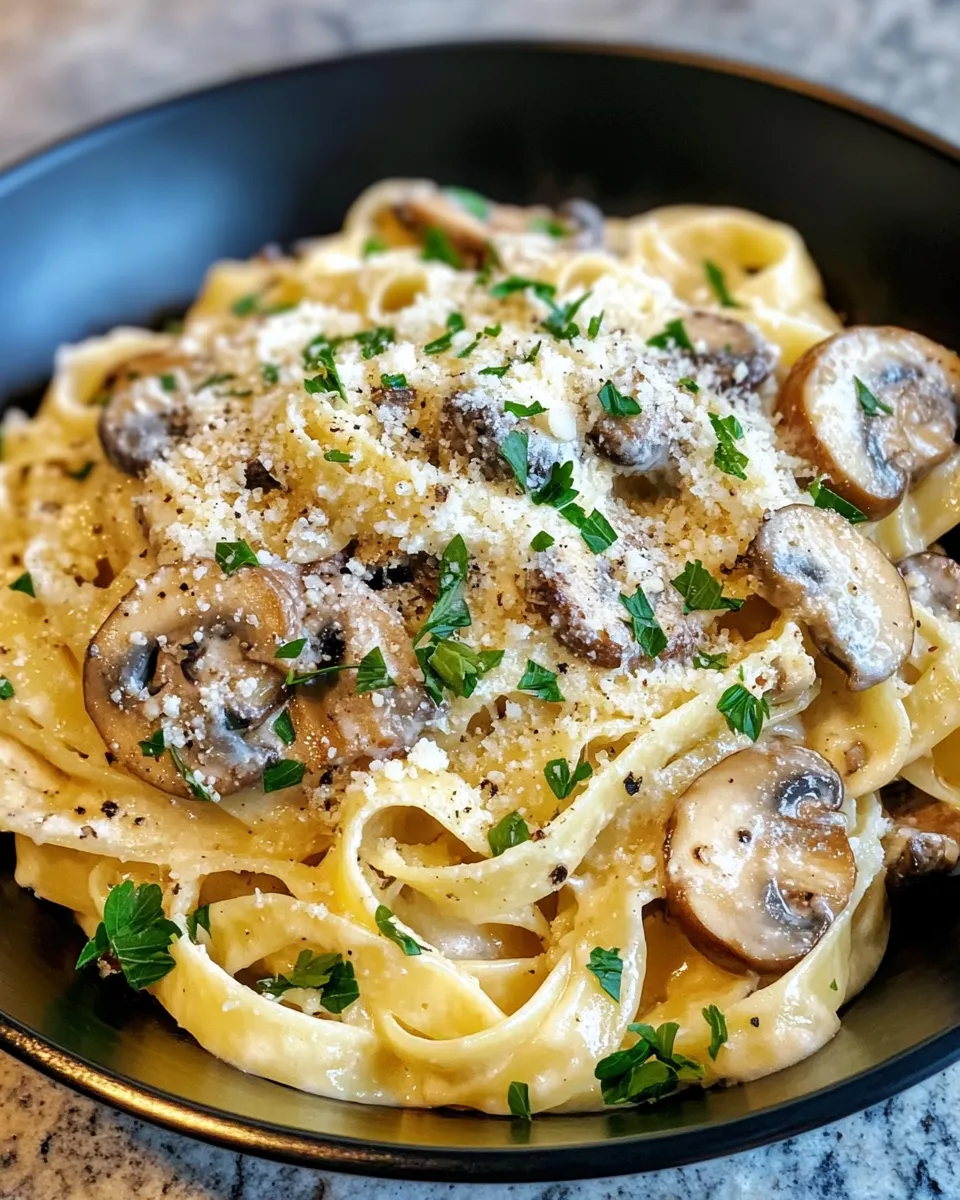 Classic Creamy Garlic Mushroom Tagliatelle image