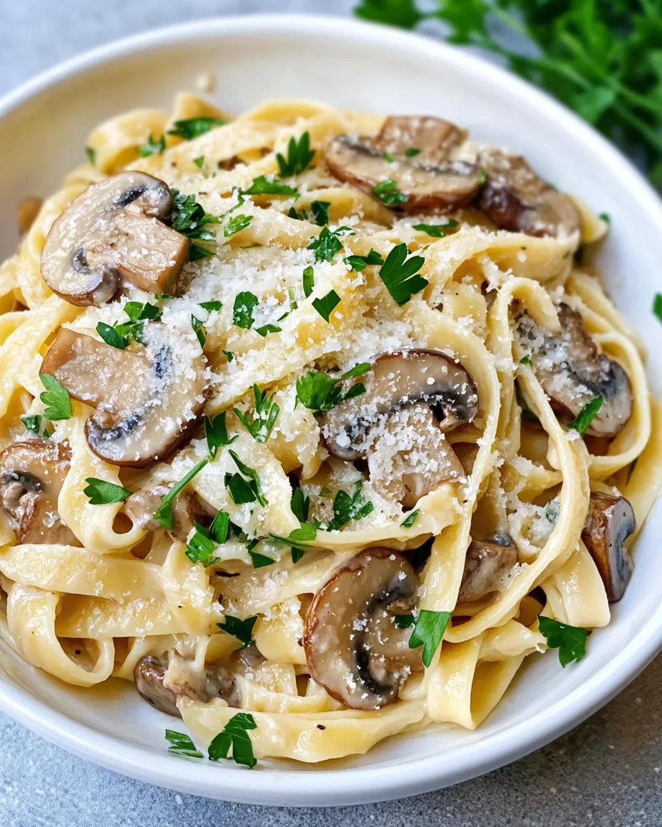 Easy Creamy Garlic Mushroom Tagliatelle recipe photo