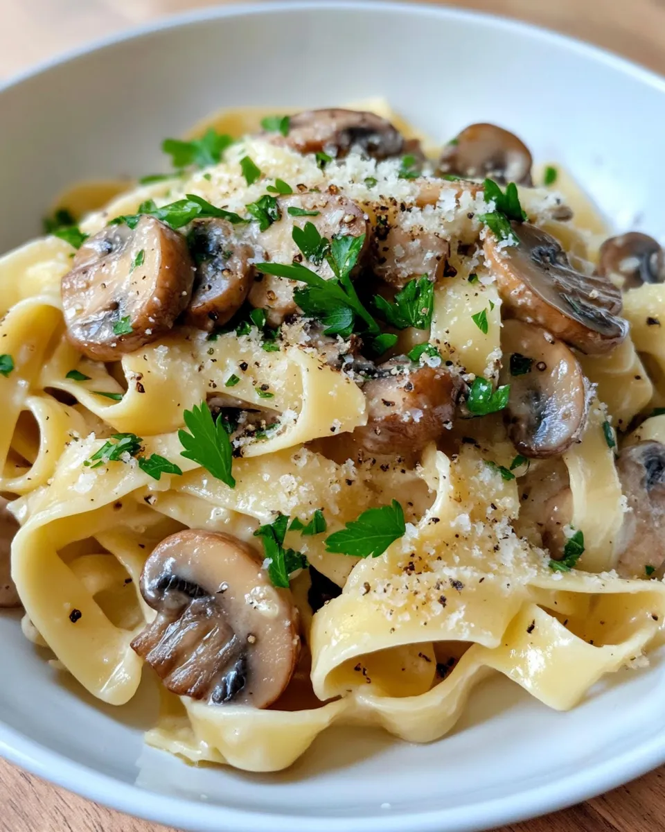 Delicious Creamy Garlic Mushroom Tagliatelle dish photo