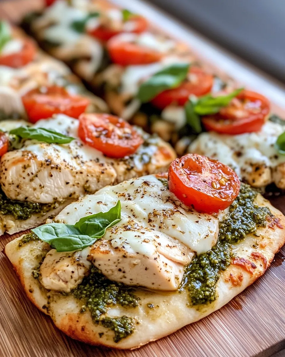 Classic Creamy Pesto Chicken Flatbreads dish photo