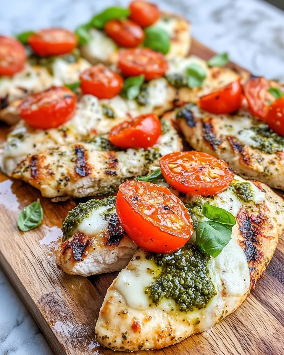 Delicious Creamy Pesto Chicken Flatbreads plate image