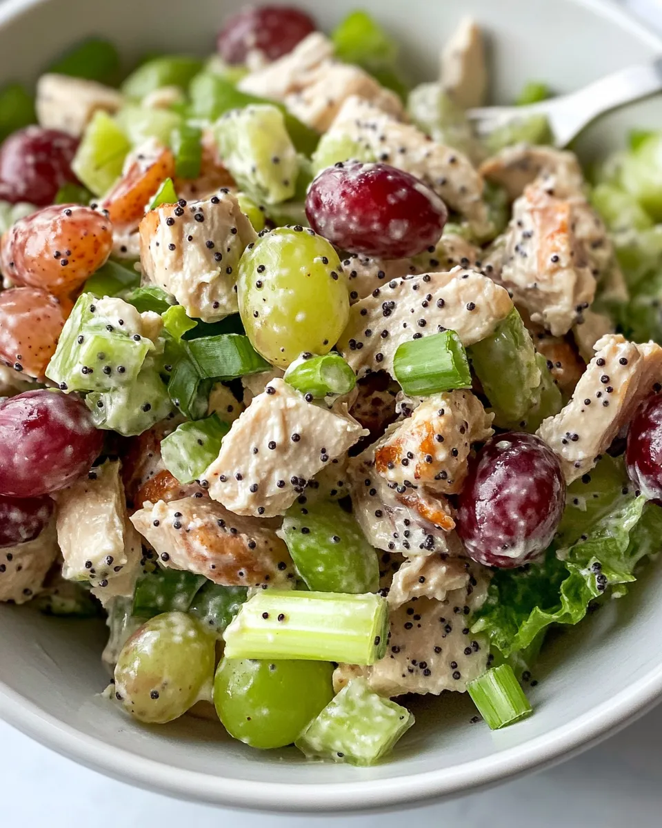 Healthy Creamy Poppyseed Chicken Salad with Grapes food shot