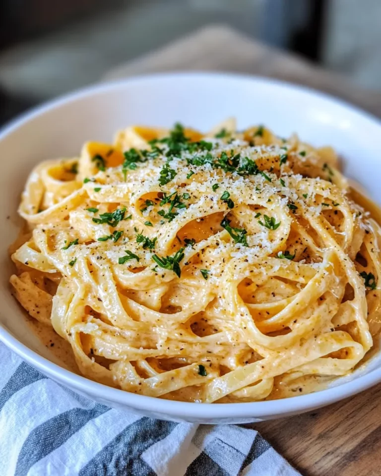 Homemade Creamy Pumpkin Alfredo Fettuccine photo