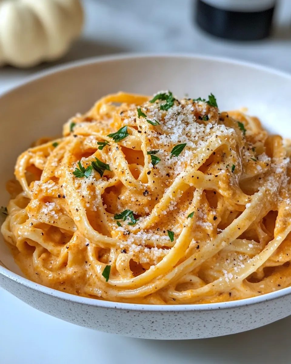 Delicious Creamy Pumpkin Alfredo Fettuccine dish photo
