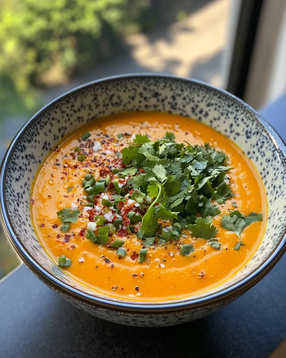 Delicious Creamy Pumpkin Soup with Coconut & Chili Oil dish photo