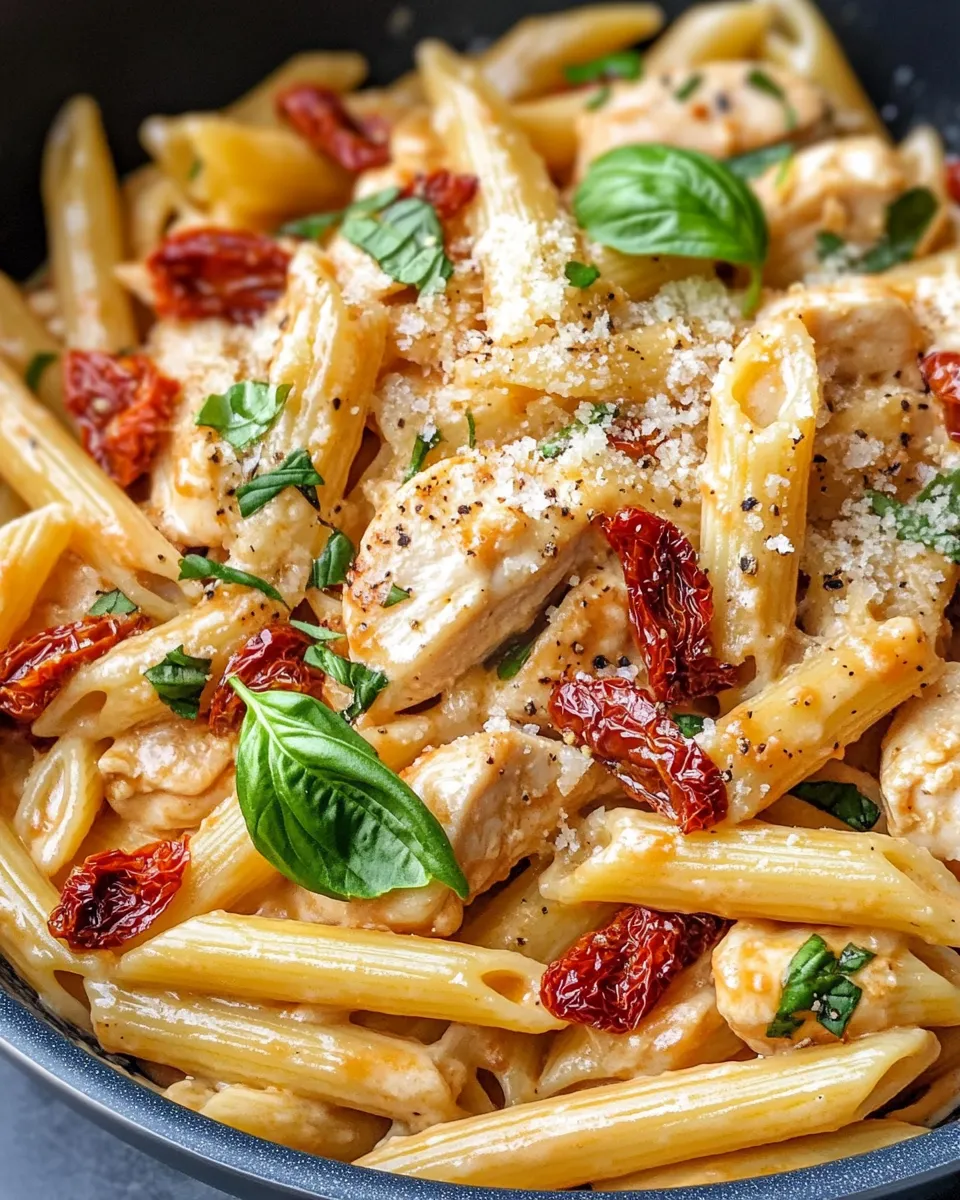 Easy Creamy Sun-Dried Tomato Chicken Penne recipe image