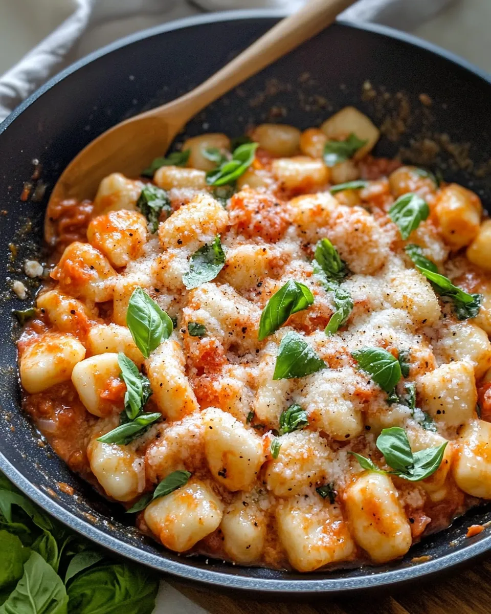 Easy Creamy Tomato Basil Pan-Fried Gnocchi recipe photo