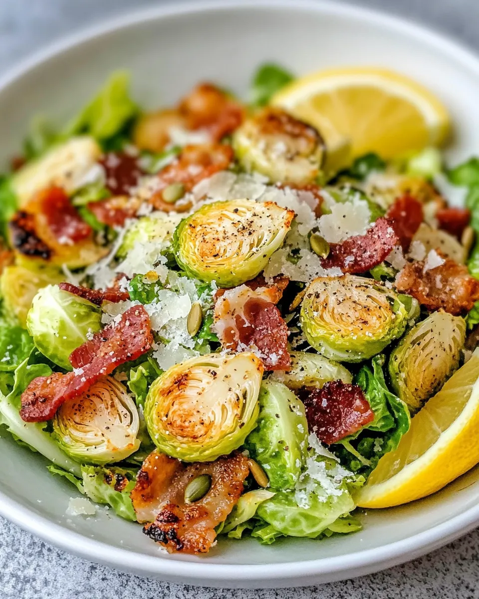 Homemade Crispy Brussels Caesar with Toasted Pumpkin Seeds recipe photo