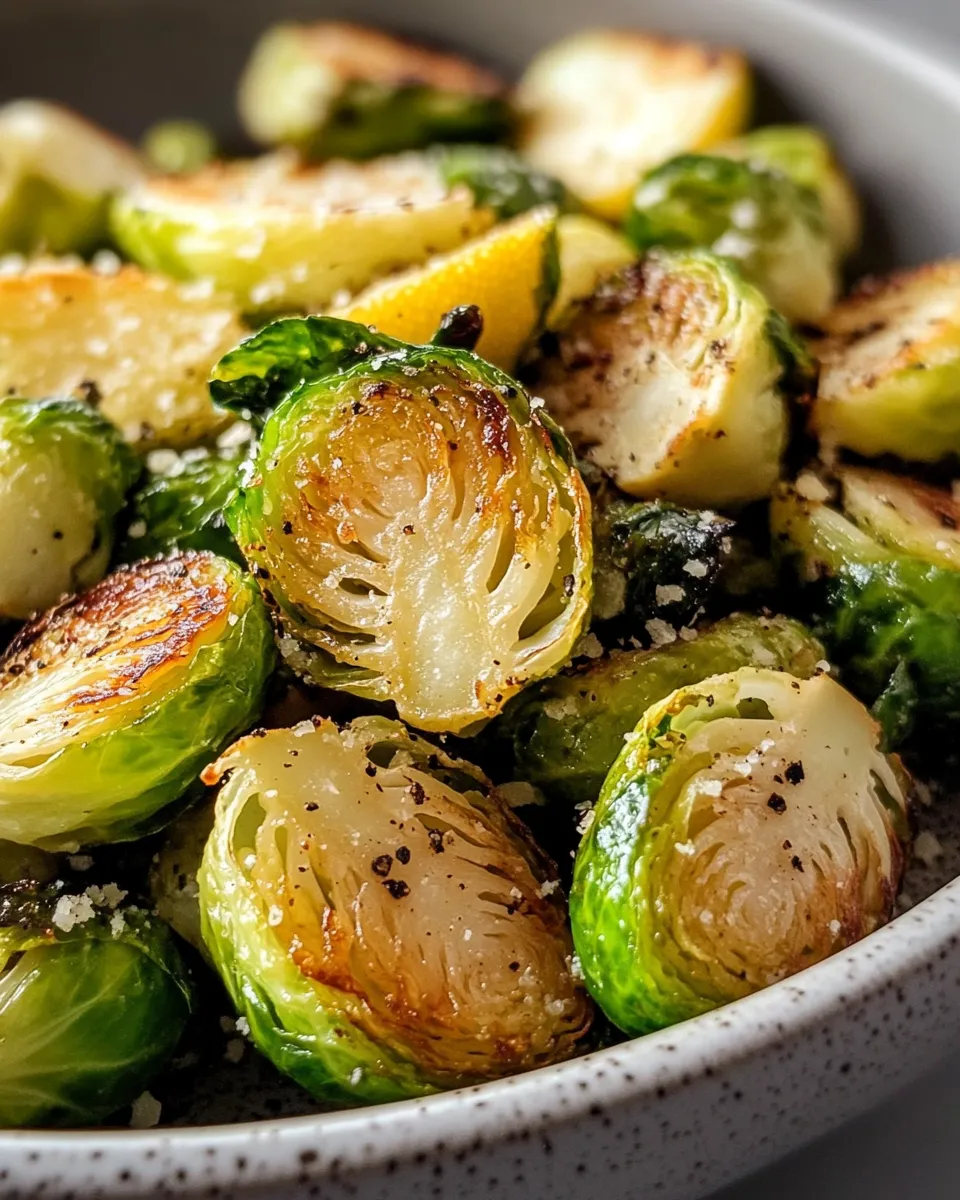 Easy Crispy Parmesan Brussels Sprouts with Lemon food shot