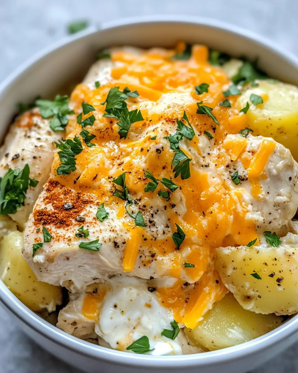 Easy Crockpot Creamy Ranch Chicken & Potatoes food shot