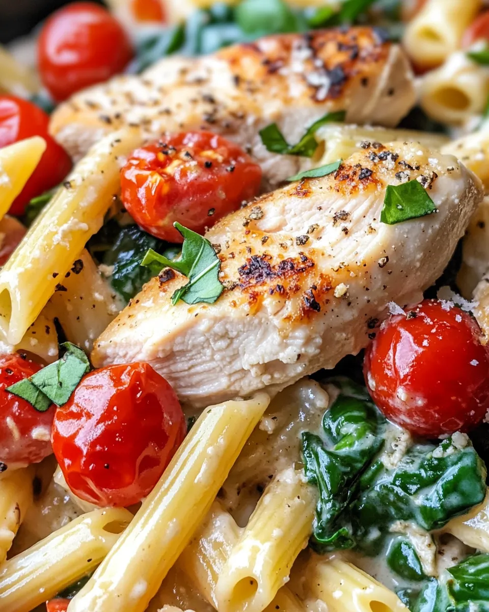 Delicious Crockpot Tuscan Chicken Pasta (Rich & Creamy) plate image
