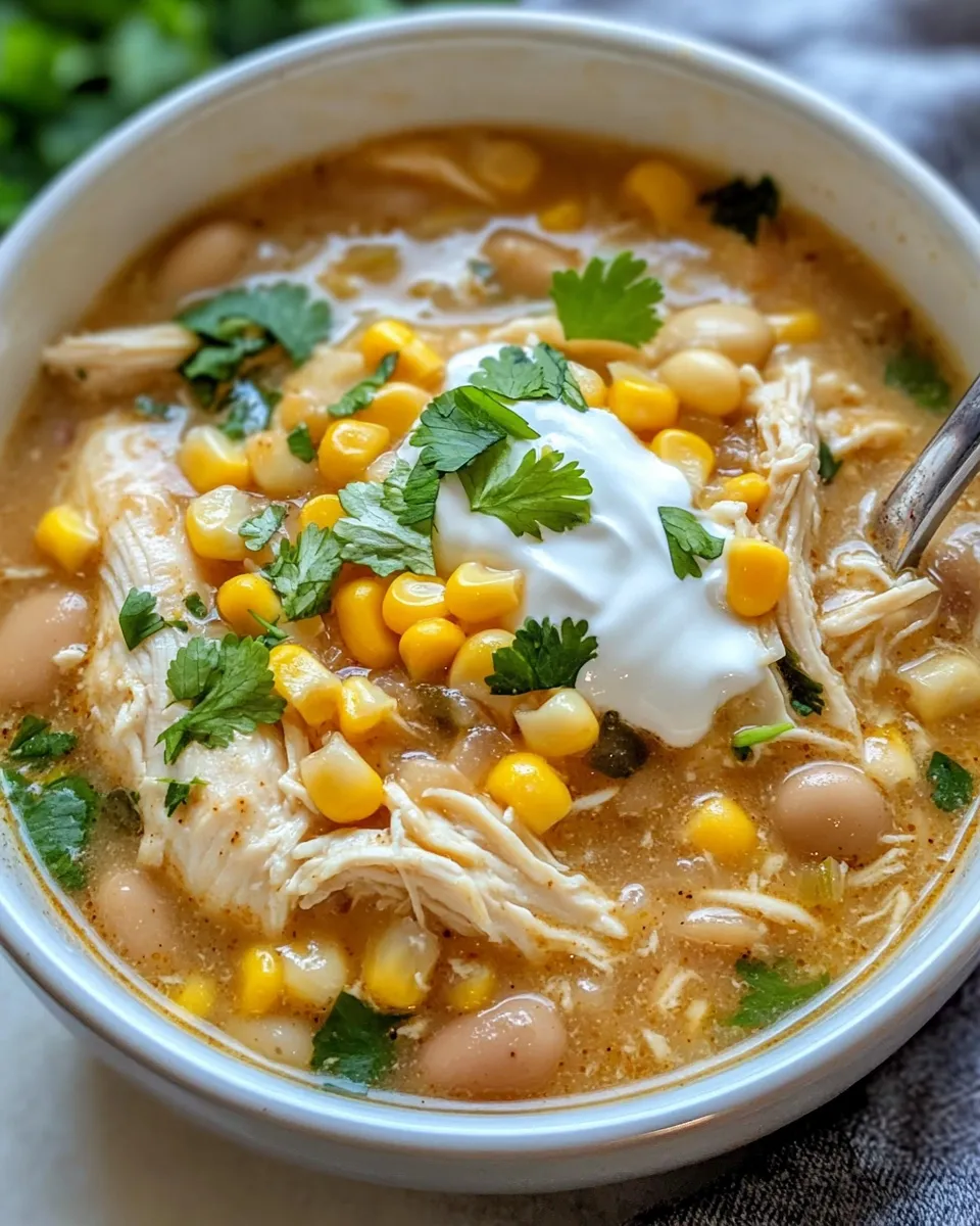 Classic Crockpot White Chicken Chili with Corn dish photo