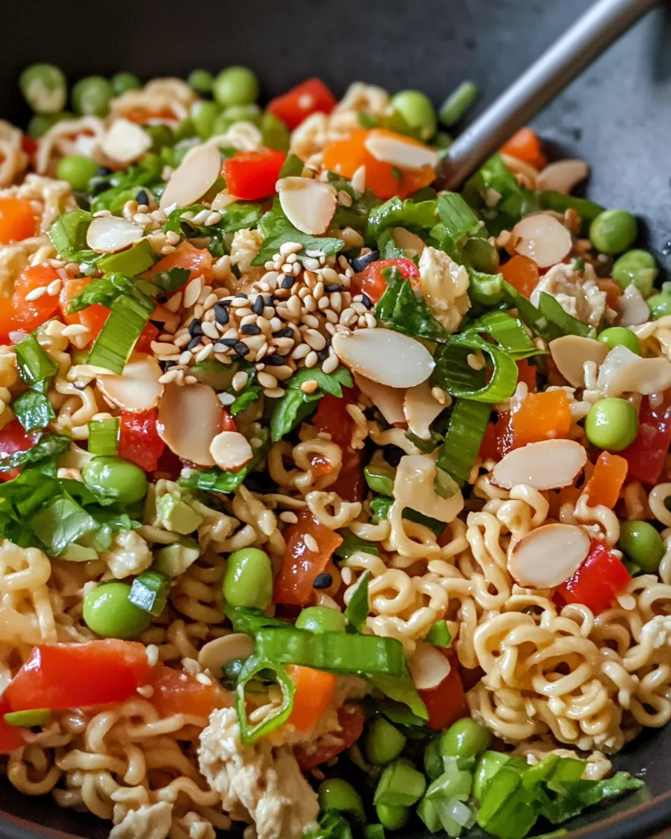 Delicious Crunchy Ramen Noodle Salad (Holiday Potluck) plate image