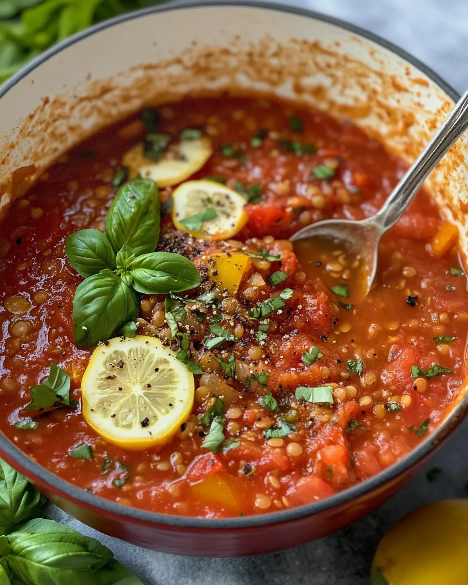 Classic Fire-Roasted Red Pepper & Lentil Soup dish photo