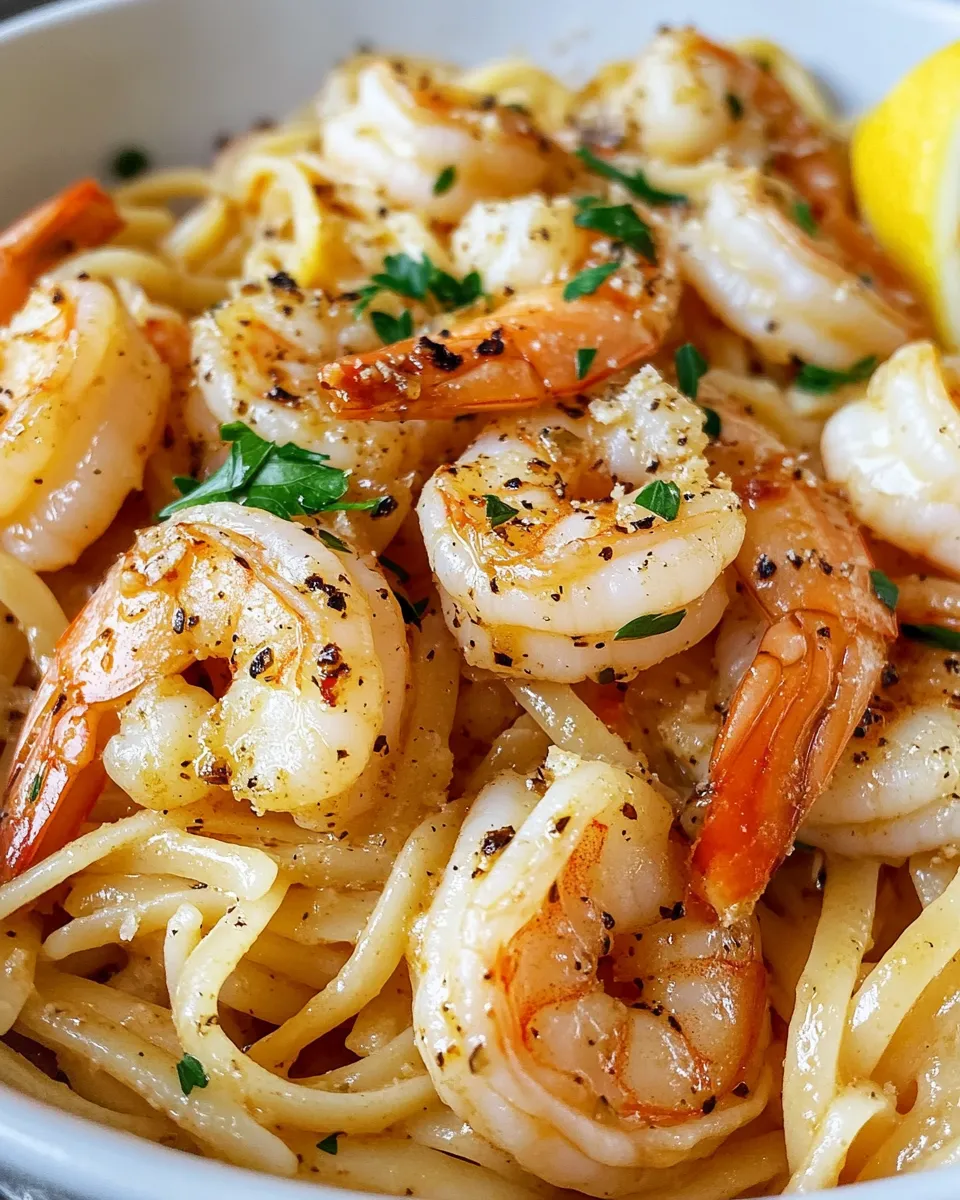 Delicious Garlic Butter Shrimp Linguine (20 Minutes) plate image