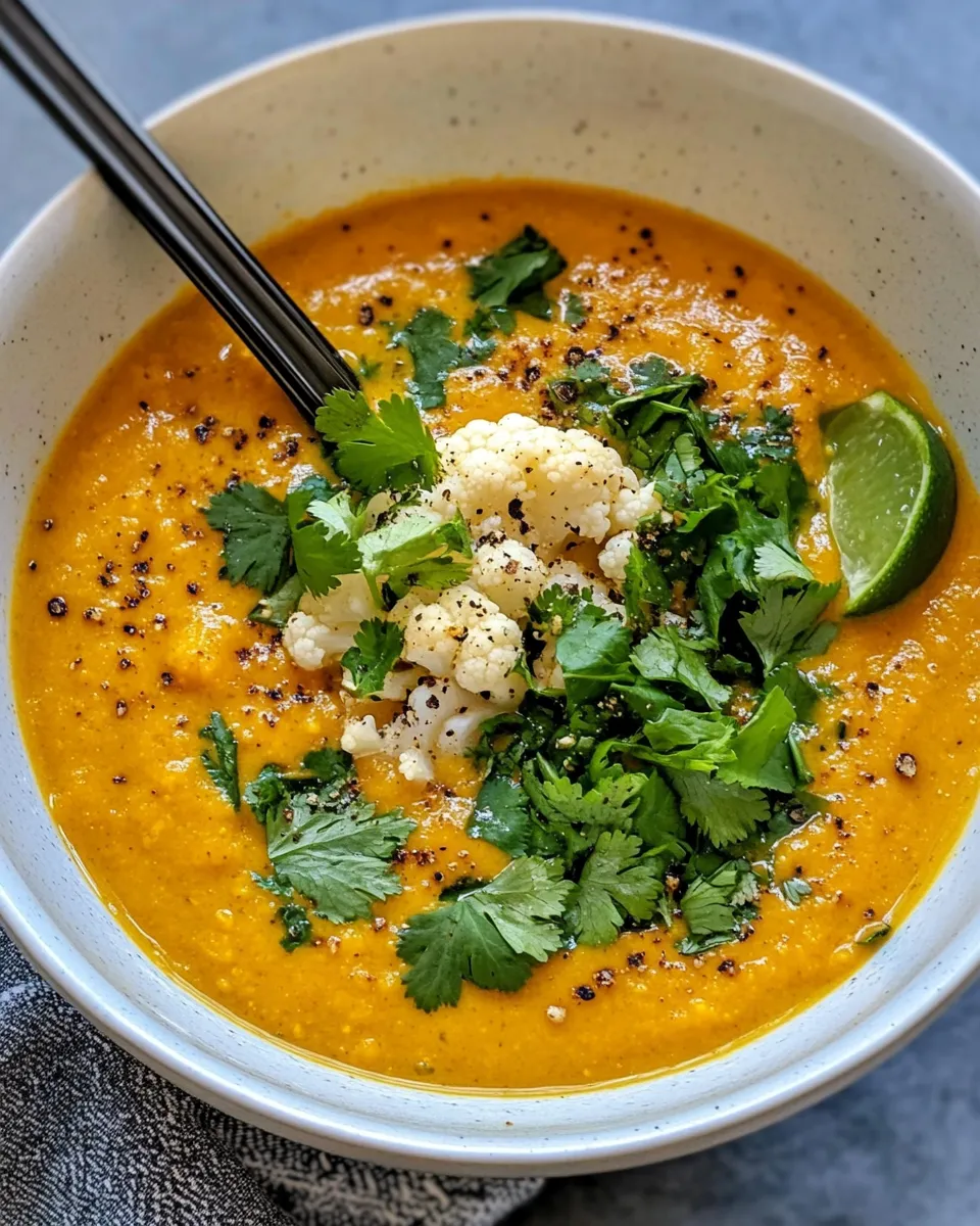 Classic Golden Turmeric Cauliflower Dal Soup recipe image