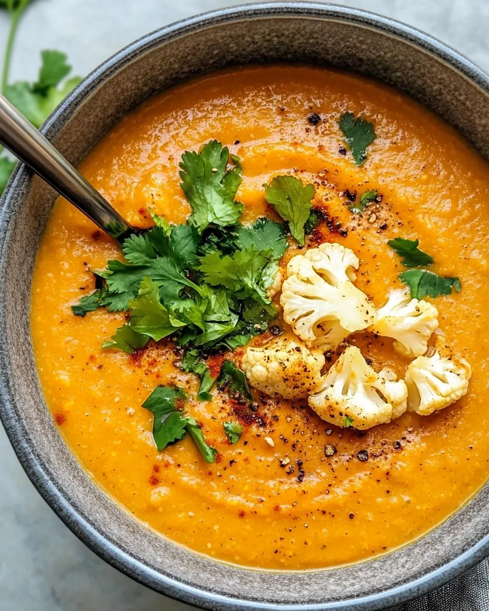 Easy Golden Turmeric Cauliflower Dal Soup food shot