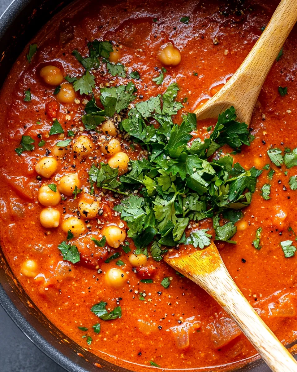 Easy Harissa Tomato Chickpea Soup recipe photo