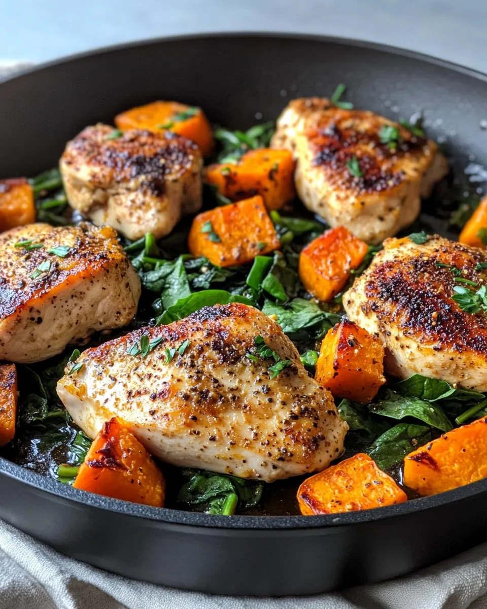 Easy Harvest Chicken & Sweet Potato Skillet (Maple Dijon) food shot