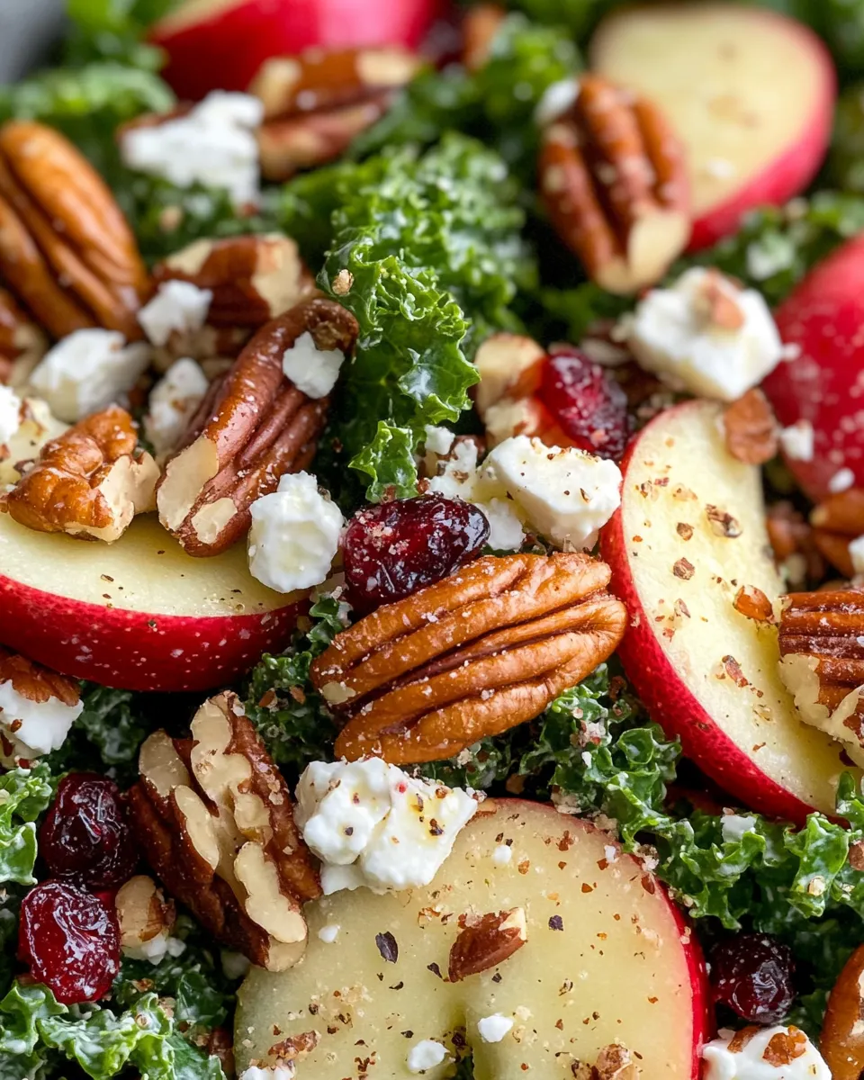 Easy Harvest Kale Salad with Apples, Pecans & Feta plate image