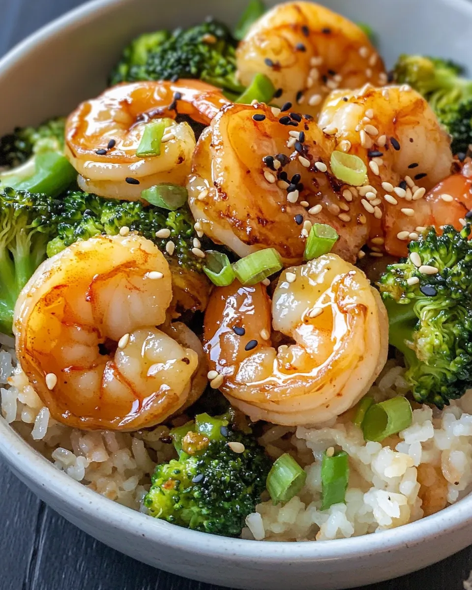 Healthy Honey-Garlic Shrimp & Broccoli Rice Bowls dish photo