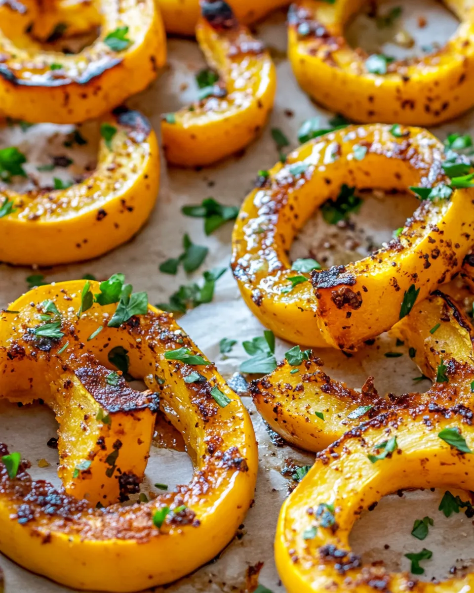 Healthy Honey Roasted Delicata Squash Rings food shot