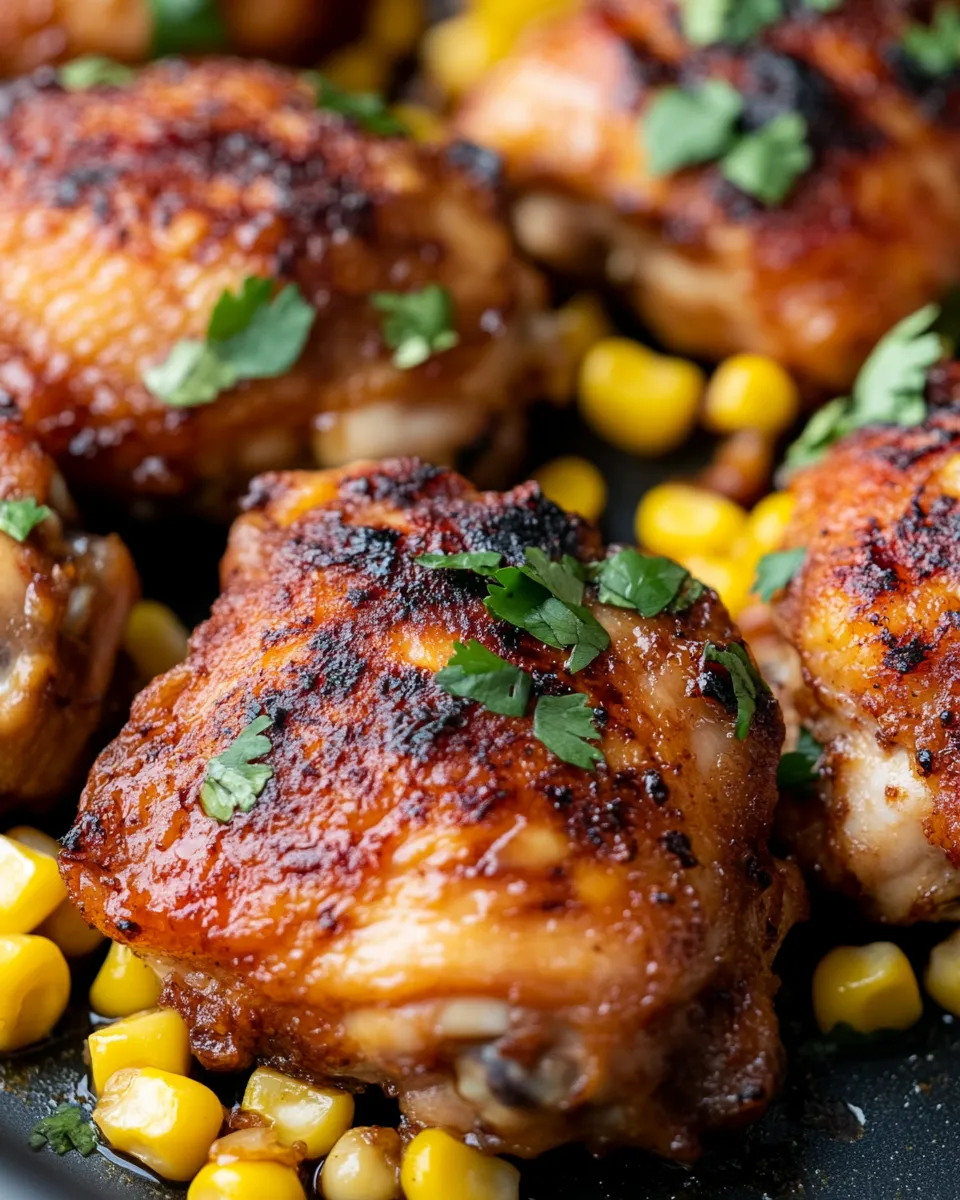 Classic Hot Honey Chicken Thighs with Skillet Corn dish photo