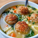 Homemade Italian Wedding Soup with Turkey Meatballs photo