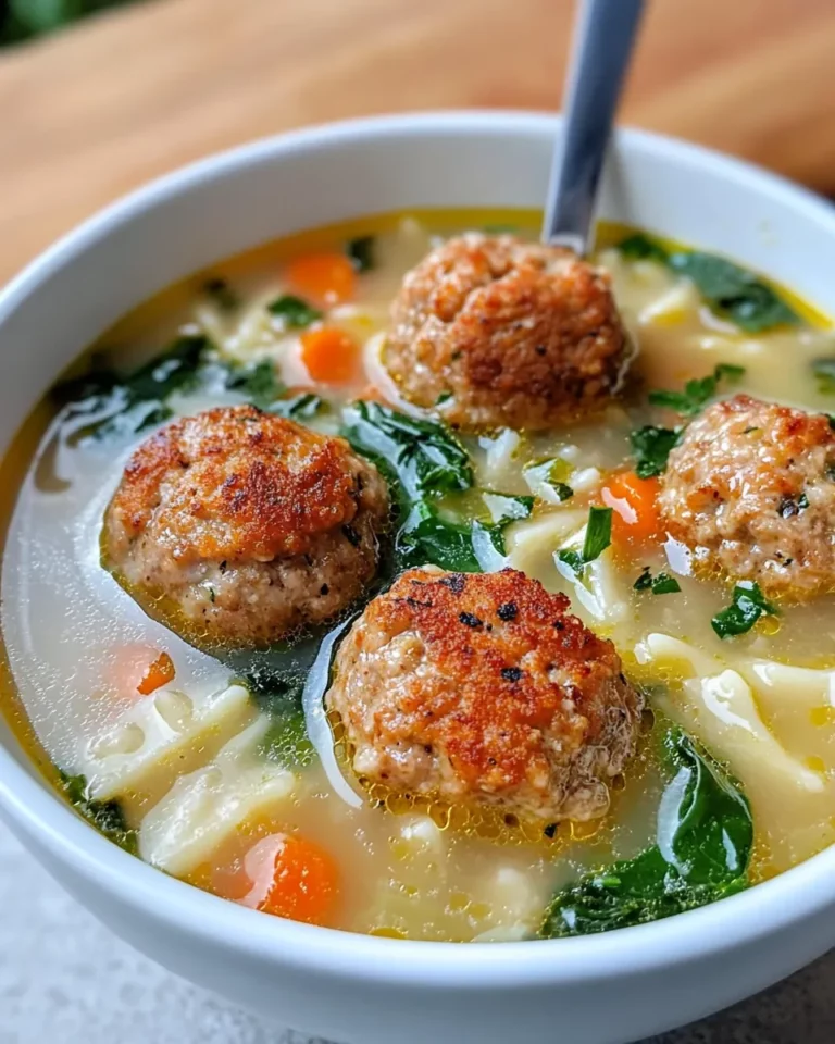 Homemade Italian Wedding Soup with Turkey Meatballs photo