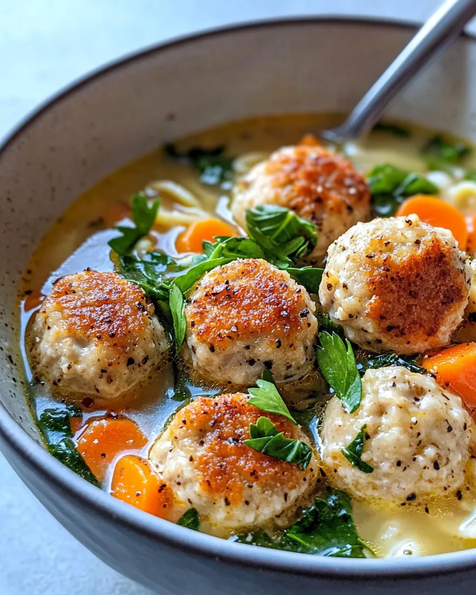 Classic Italian Wedding Soup with Turkey Meatballs image