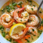 Homemade Lemon-Garlic Shrimp & Veggie Soup photo