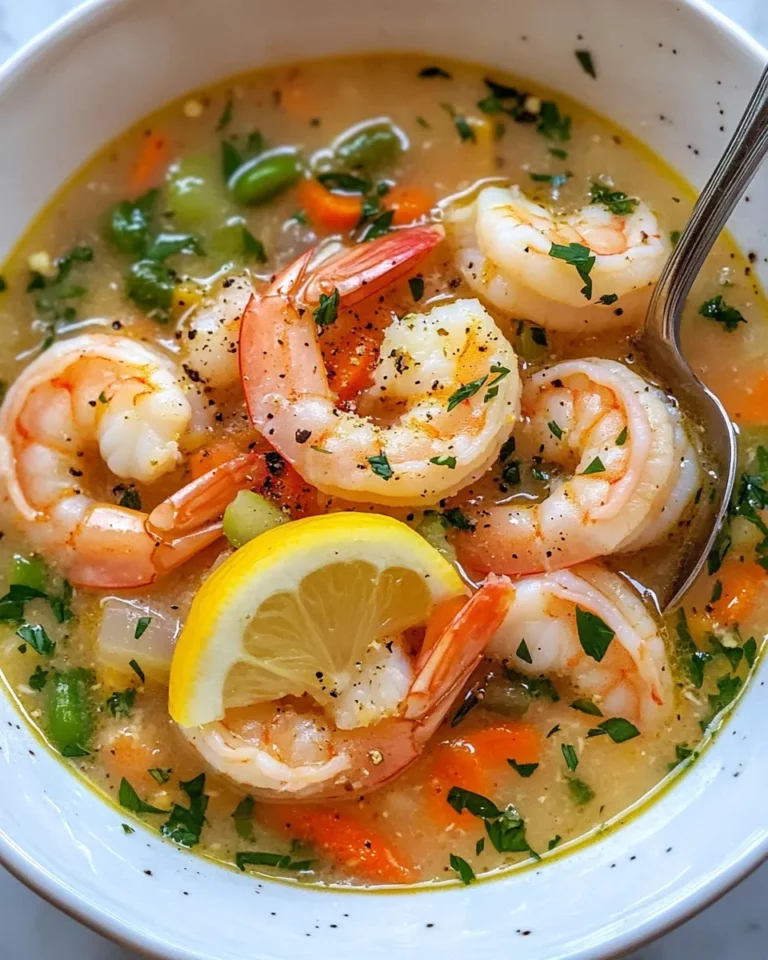 Homemade Lemon-Garlic Shrimp & Veggie Soup photo