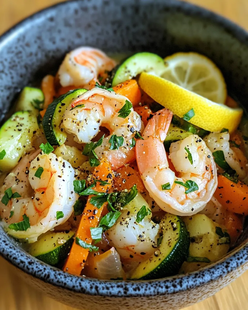 Easy Lemon-Garlic Shrimp & Veggie Soup dish photo
