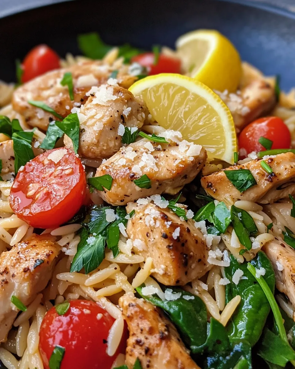 Easy Lemon Parmesan Chicken Orzo (One Pan) food shot