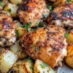 Homemade Lemon Pepper Chicken Thighs & Potatoes food shot