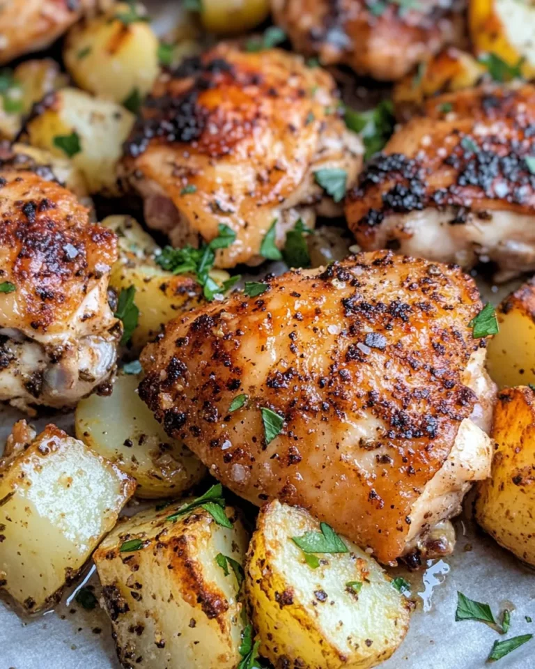 Homemade Lemon Pepper Chicken Thighs & Potatoes food shot