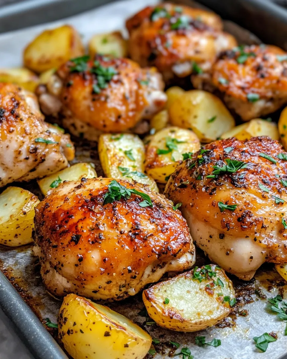 Easy Lemon Pepper Chicken Thighs & Potatoes dish photo