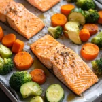 Homemade Maple Dijon Salmon with Roasted Veggies (Sheet Pan) recipe photo