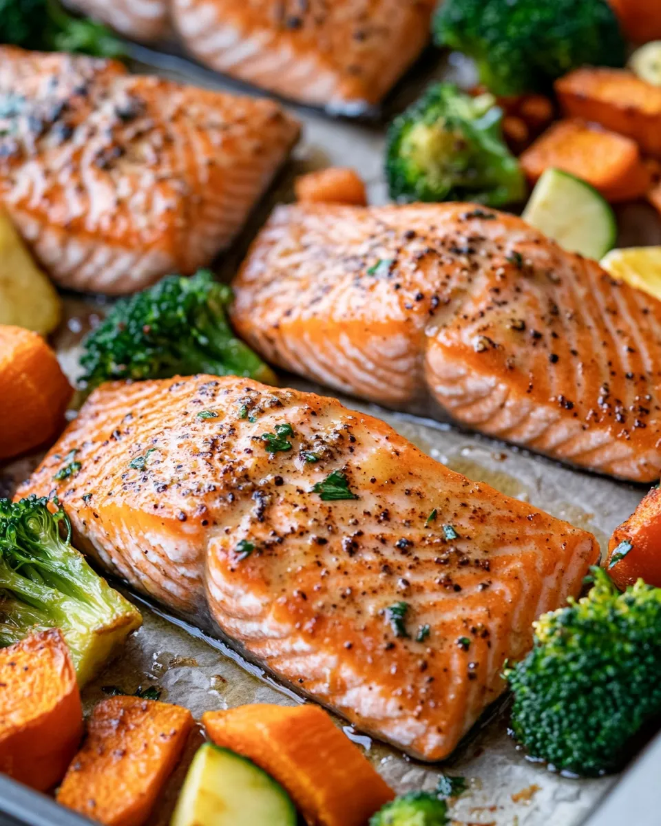 Classic Maple Dijon Salmon with Roasted Veggies (Sheet Pan) dish photo
