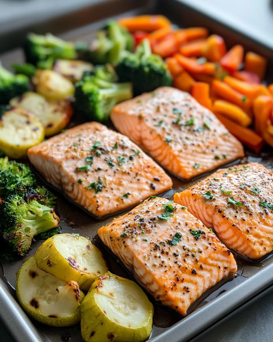 Delicious Maple Dijon Salmon with Roasted Veggies (Sheet Pan) plate image