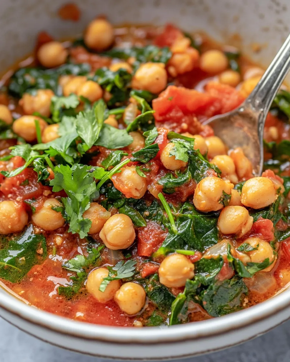 Homemade Moroccan Chickpea & Spinach Stew recipe photo