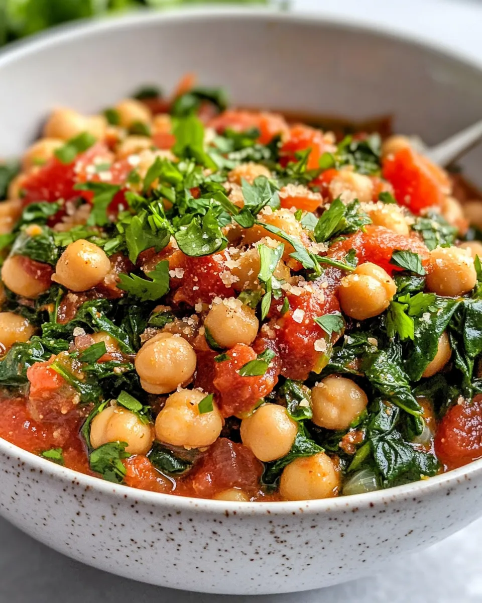 Classic Moroccan Chickpea & Spinach Stew dish photo