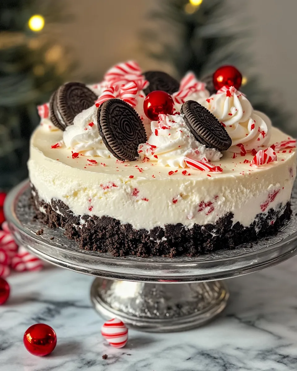 Delicious No-Bake Peppermint Oreo Cheesecake plate image