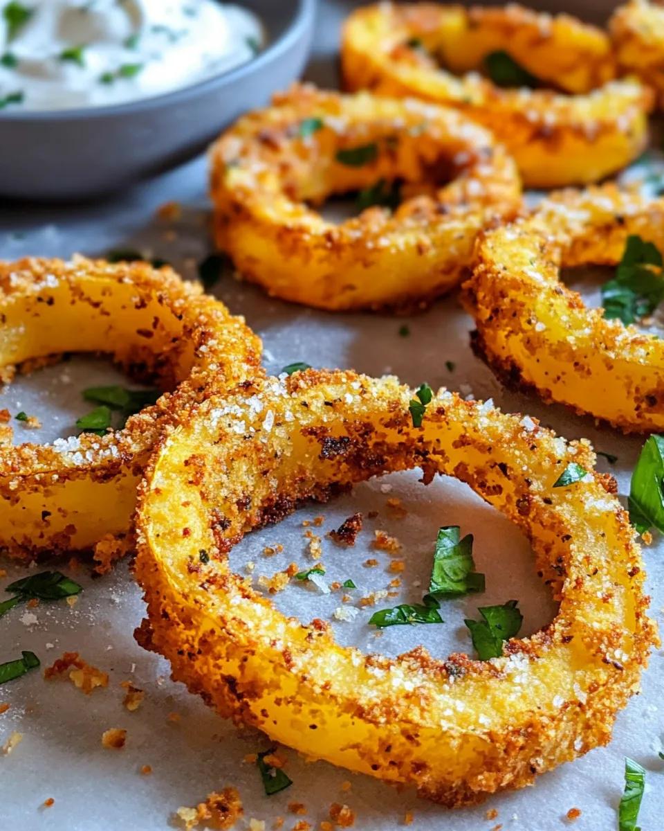 Easy Parmesan-Crusted Delicata Rings with Herby Dip dish photo