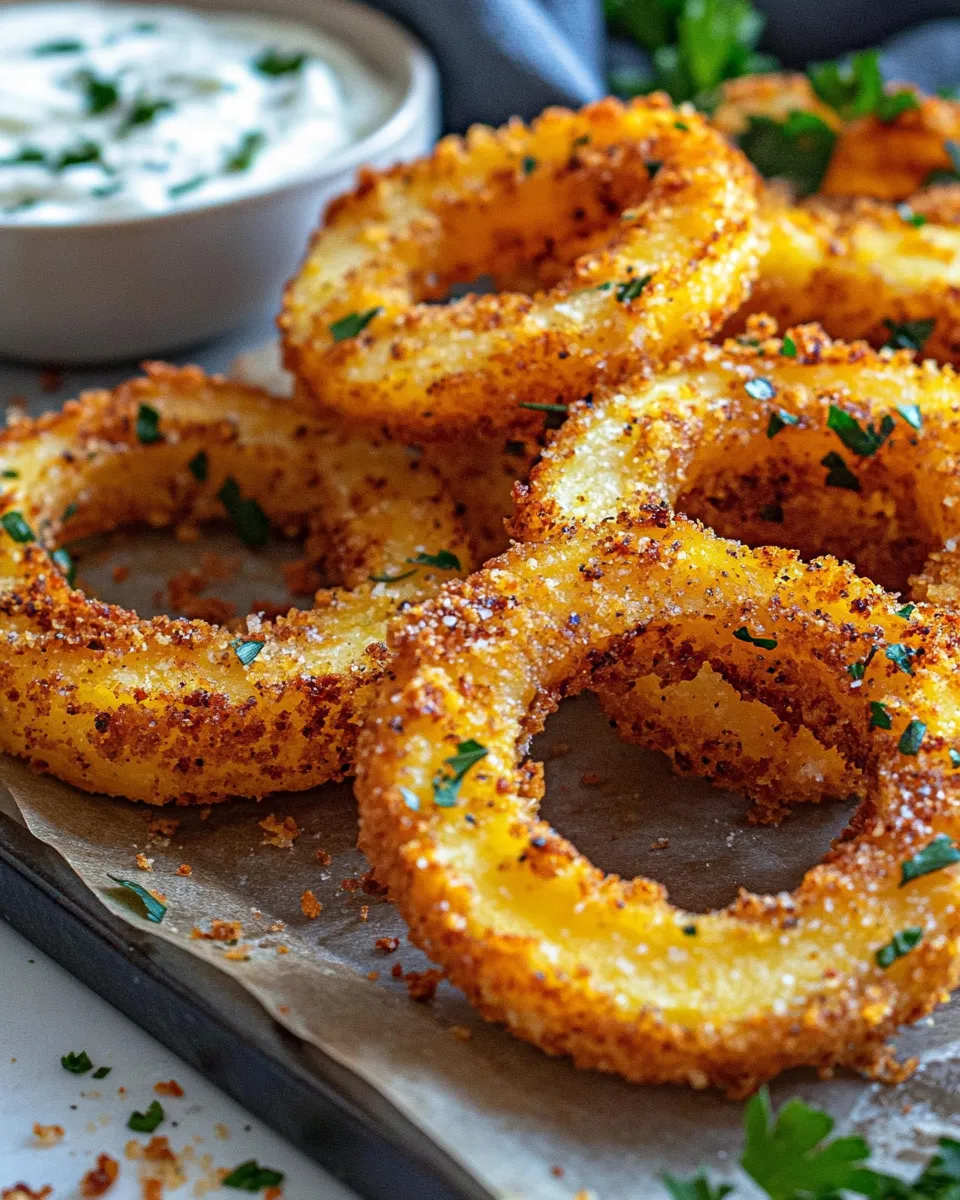 Homemade Parmesan-Crusted Delicata Rings with Herby Dip recipe image
